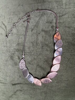 WHBM Silver + Rose Gold Leaf Collar Necklace